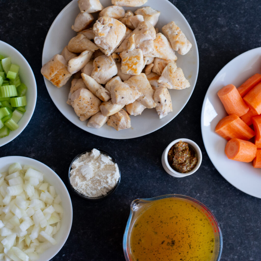 Slow cooker chicken and vegetable stew.
